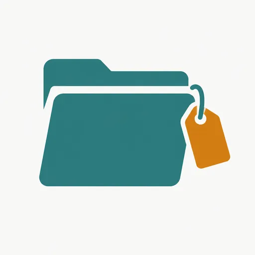 A folder with a tag: charged to a project.