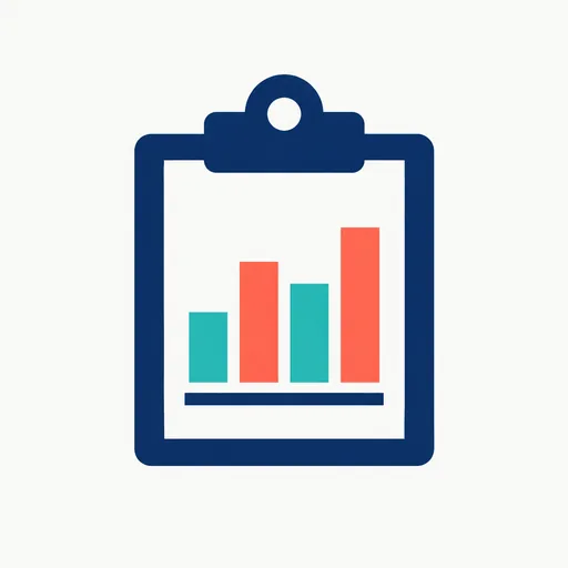 A clipboard with a small bar chart.