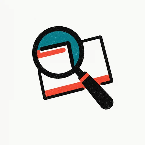 A magnifying glass over an index card, standing for the lookup an employee runs before it engages.