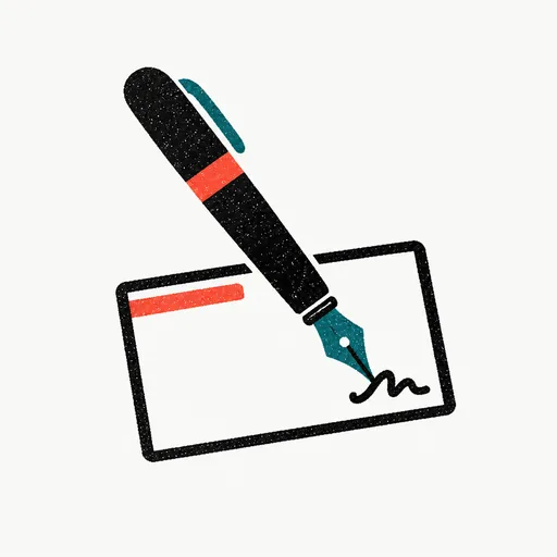 A pen signing the corner of an index card, standing for a vouch.