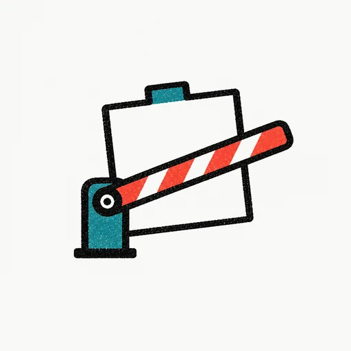 An index card behind a striped barrier, standing for a block every employee honours.