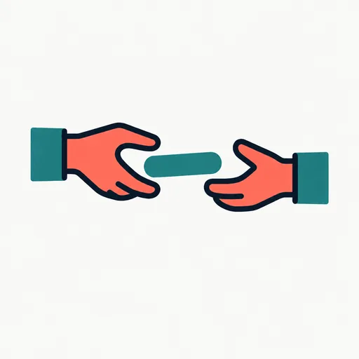 Two hands passing a baton: a hand-off.