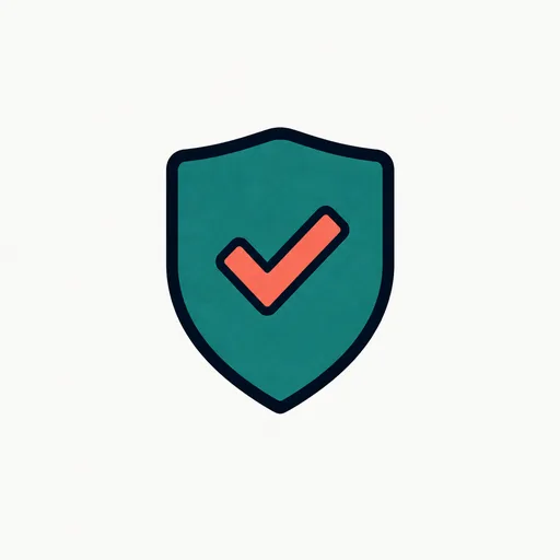 A shield with a check: safety.