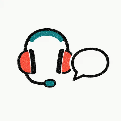 A headset beside a speech bubble, standing for the employee listening to the room and answering when addressed.