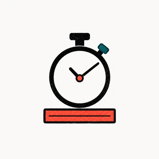 A stopwatch with a ledger line beneath it, standing for the meeting metered by the minute and shown on its record.