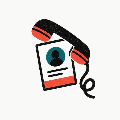 A telephone handset resting on an employee ID card, standing for a number that belongs to one employee.