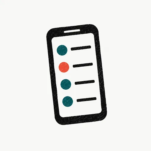 A phone screen with a list of recent calls, one marked, standing for the Phone app and the Phones page.