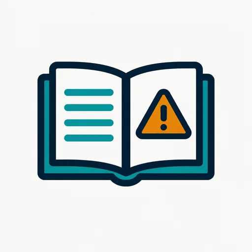 An open logbook with a warning sign: a failure register.