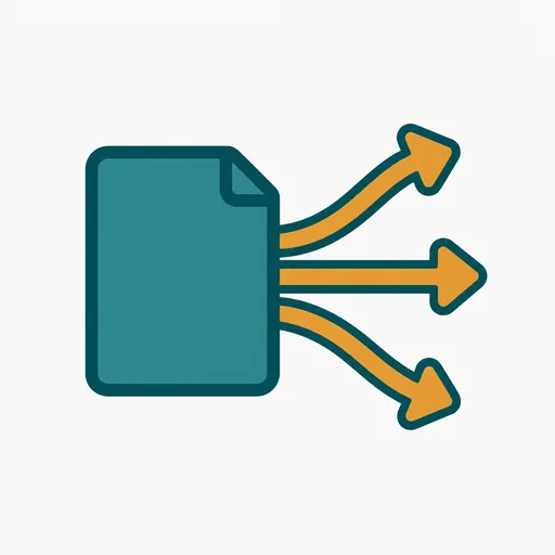 One document with three arrows leading out of it.