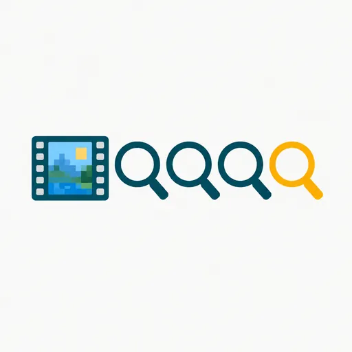 A soft film frame beside four teal magnifying lenses: one clip, four upscalers.