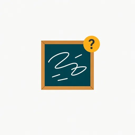A chalkboard with an amber question mark: the letters were inferred, not read.