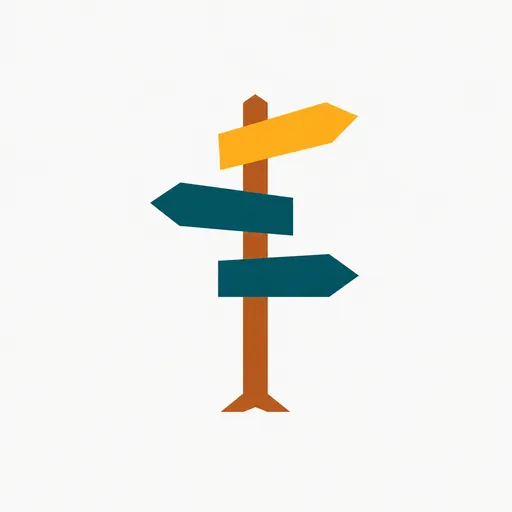 A signpost with three arrows: a different path for each kind of shot.
