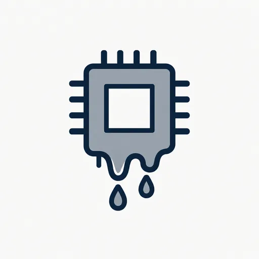 A grey, melted computer chip.