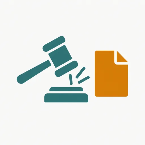 A gavel striking beside an untouched document: the statute closed, the contract stands.