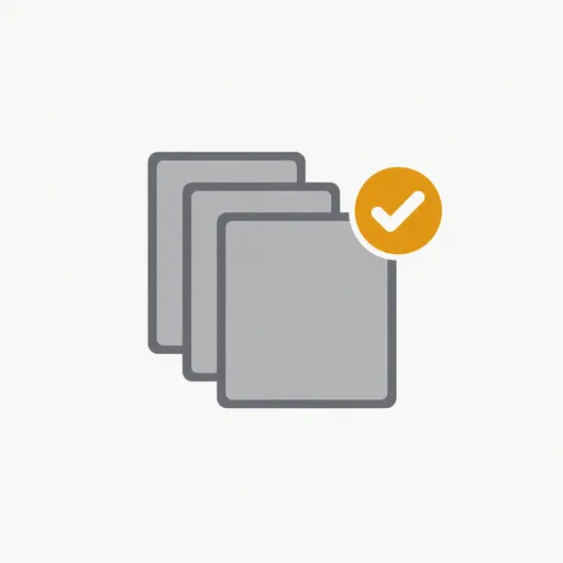A checkmark beside three cards.