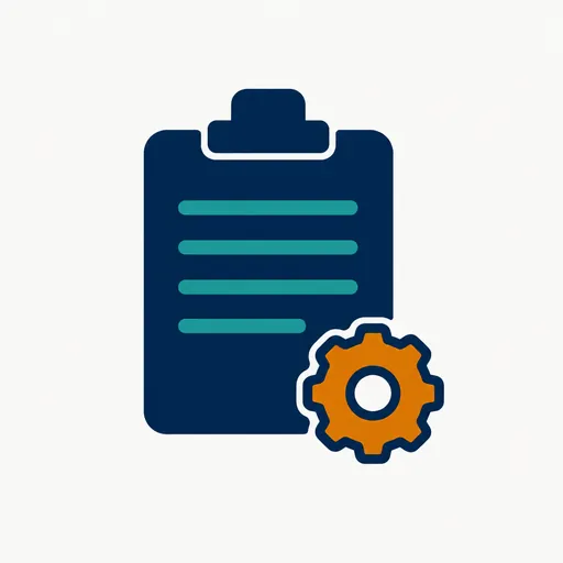 A clipboard with a gear: managing agents.