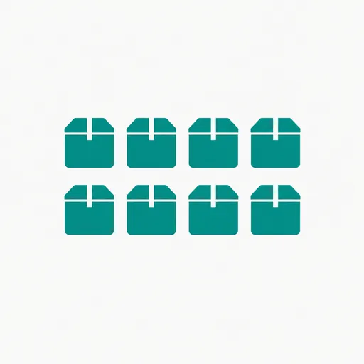 Eight package boxes in a grid.