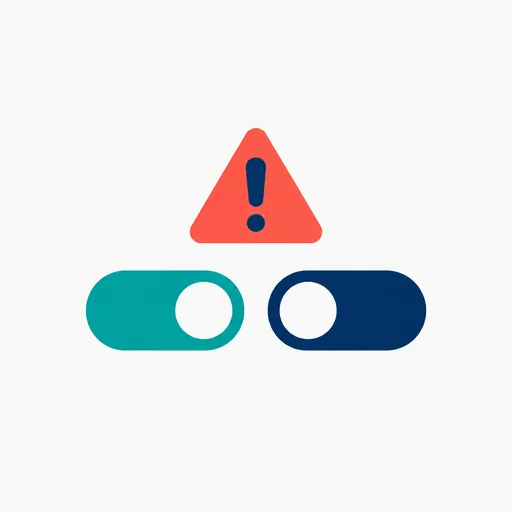 Two toggle switches with a warning mark.