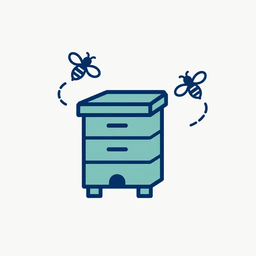A beehive with two bees.
