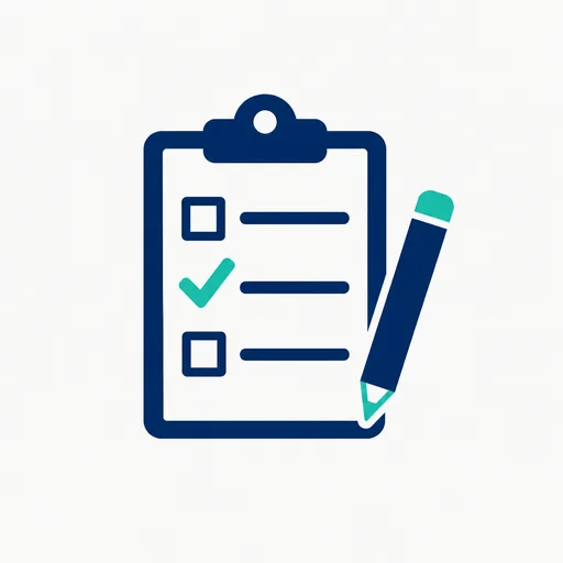 A clipboard checklist with one line checked.