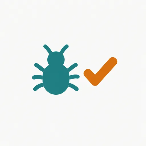 A bug with a check mark: verified vulnerabilities.