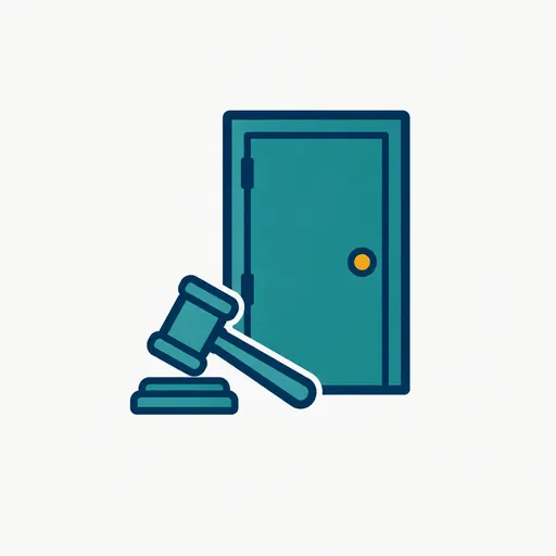 A gavel beside one door: a single court gate.