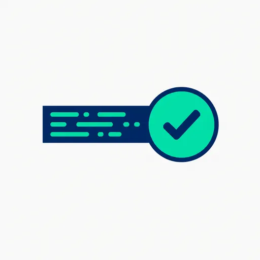 A strip of code passing into a round green seal.