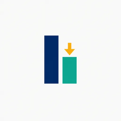 Two bars, the shorter one marked with a down arrow.