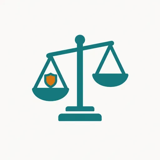 A tipped scale holding a shield: the dissent's warning about safety restrictions.