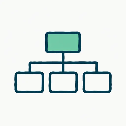 A simple org chart, one filled box above three empty ones.