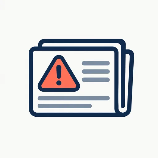 A newspaper with a warning triangle on it.