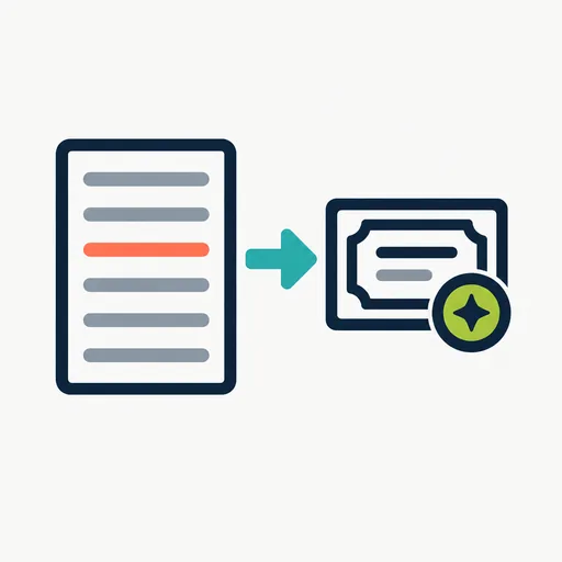 A ledger page with a red line item and an arrow to a share certificate.