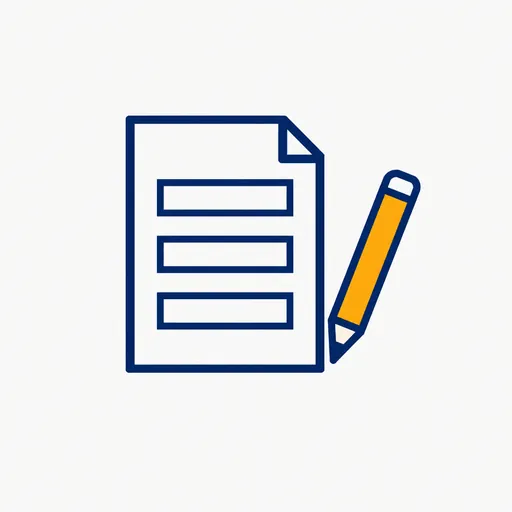 A document with empty boxes and a pencil.