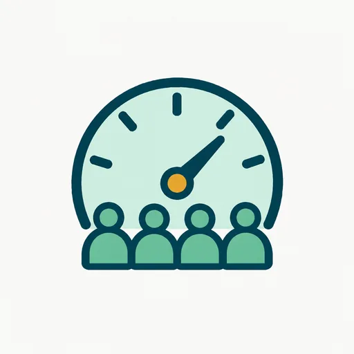 A small team in front of a fast gauge: seven people, five months.