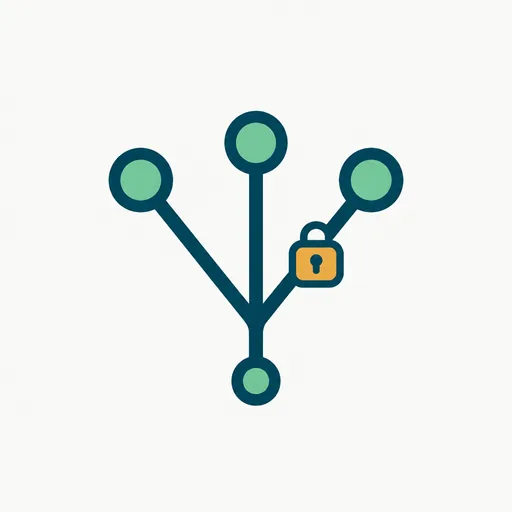 A branch diagram with a padlock: an internal system, not a product.