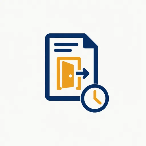 A contract page with an exit door and a clock.