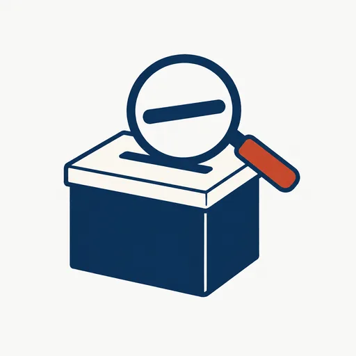 A ballot box with a magnifying glass over its slot: a narrower, sharper rule.