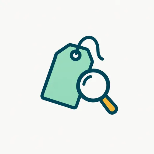 A price tag under a magnifying glass: pricing and availability.