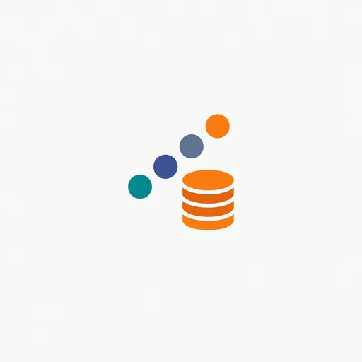A coin stack beside a rising line of four dots.