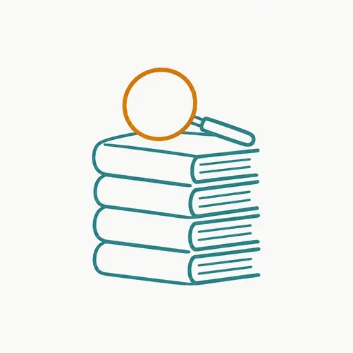 A stack of law books with a magnifying glass resting on top.