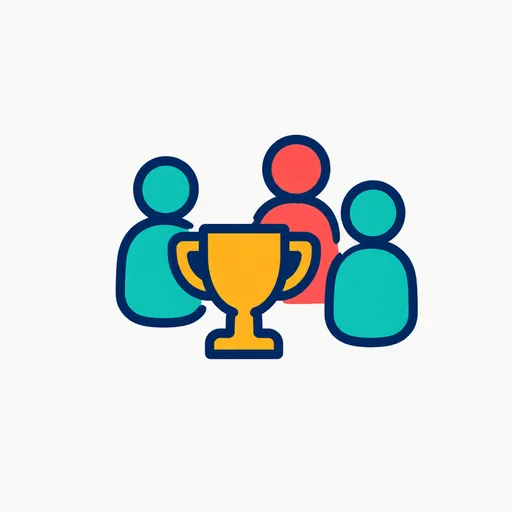 Several figures sharing one trophy.
