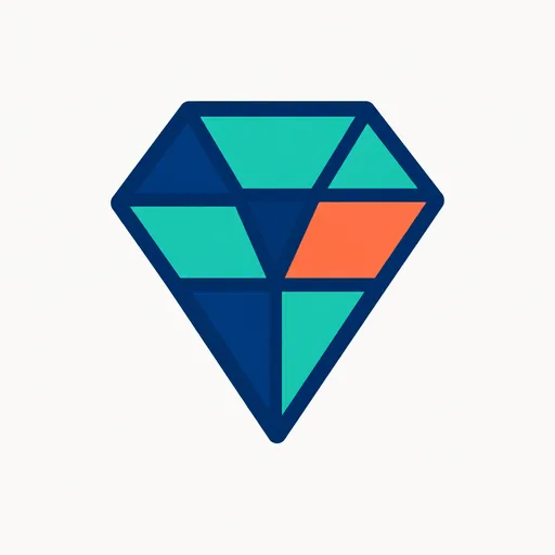 A faceted gem with one orange facet.