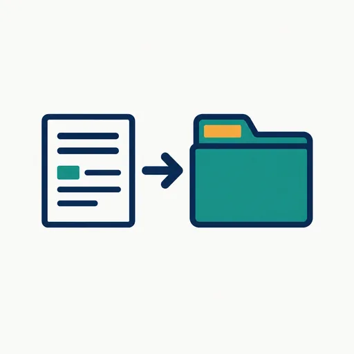 A bank statement line moving into a labeled folder: transactions sorted into categories.