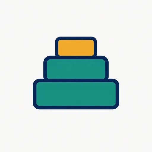 Three stacked blocks of different sizes: three kinds of product.