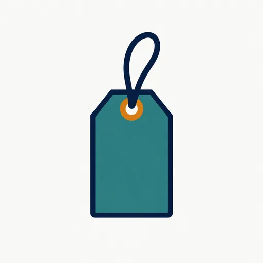 A teal price tag on a string with an amber ring