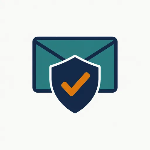 A shield with an amber check mark in front of an envelope