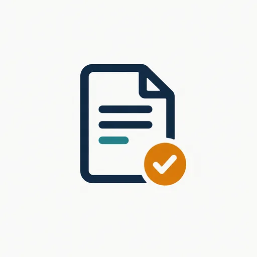 A document with an amber checkmark badge: drafted for your review.