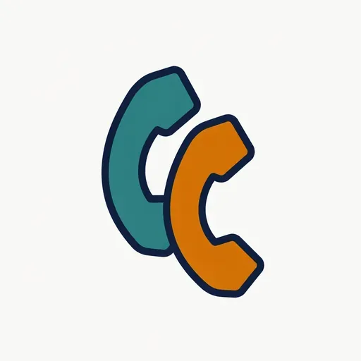 Two overlapping phone handsets, one amber
