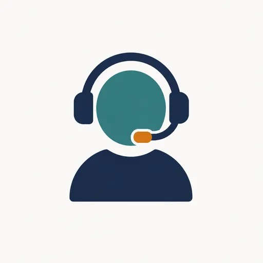 A person wearing a headset with an amber microphone