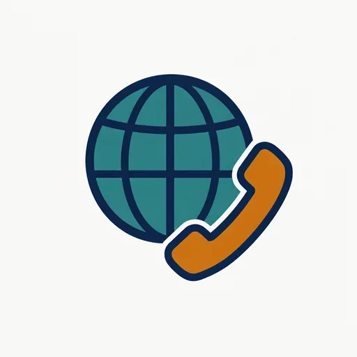 A globe with an amber phone handset